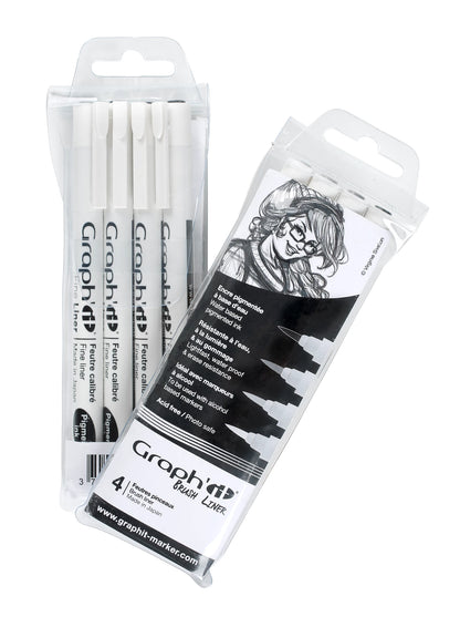 GRAPH'IT POCHETTE DE 4 BRUSH LINERS (3 GRIS + NOIR)