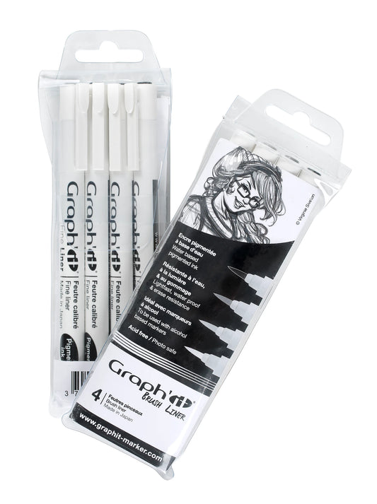GRAPH'IT POCHETTE DE 4 BRUSH LINERS (3 GRIS + NOIR)