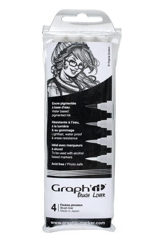 GRAPH'IT POCHETTE DE 4 BRUSH LINERS (3 GRIS + NOIR)