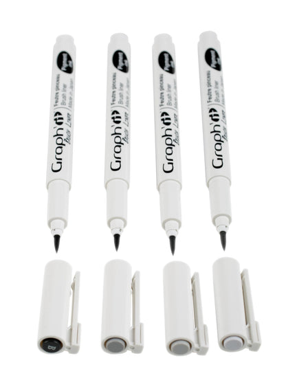 GRAPH'IT POCHETTE DE 4 BRUSH LINERS (3 GRIS + NOIR)