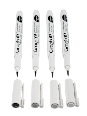 GRAPH'IT POCHETTE DE 4 BRUSH LINERS (3 GRIS + NOIR)