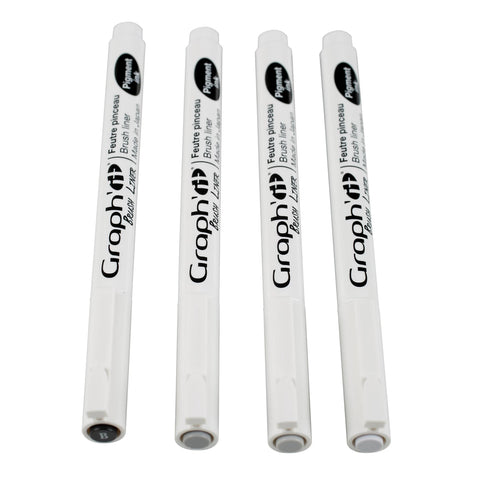 GRAPH'IT POCHETTE DE 4 BRUSH LINERS (3 GRIS + NOIR)