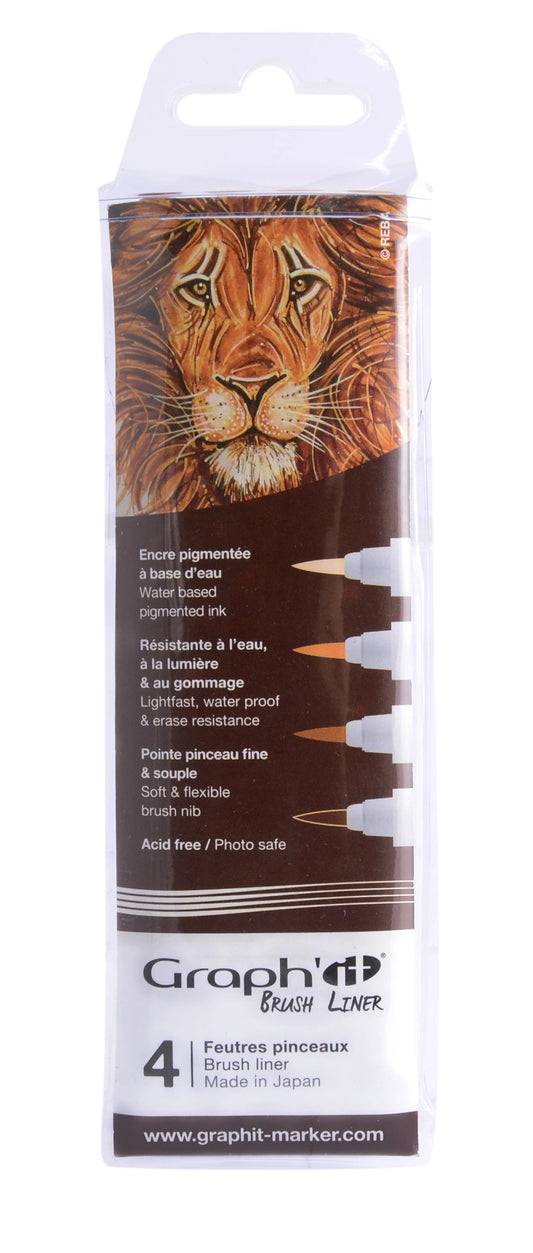 GRAPH'IT POCHETTE DE 4 BRUSH LINERS DEGRADES BRUNS