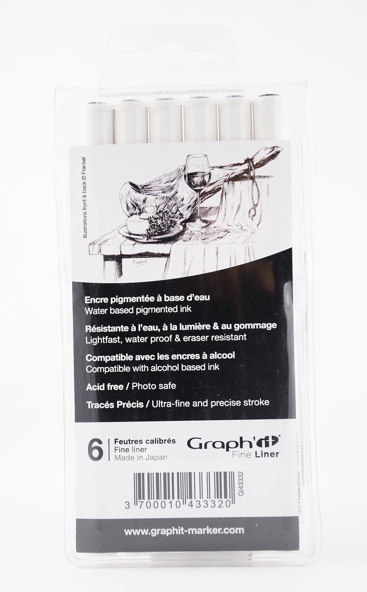 GRAPH'IT POCHETTE DE 6 FINE LINERS NOIRS ( 005 0.1 0.2 0.3 0