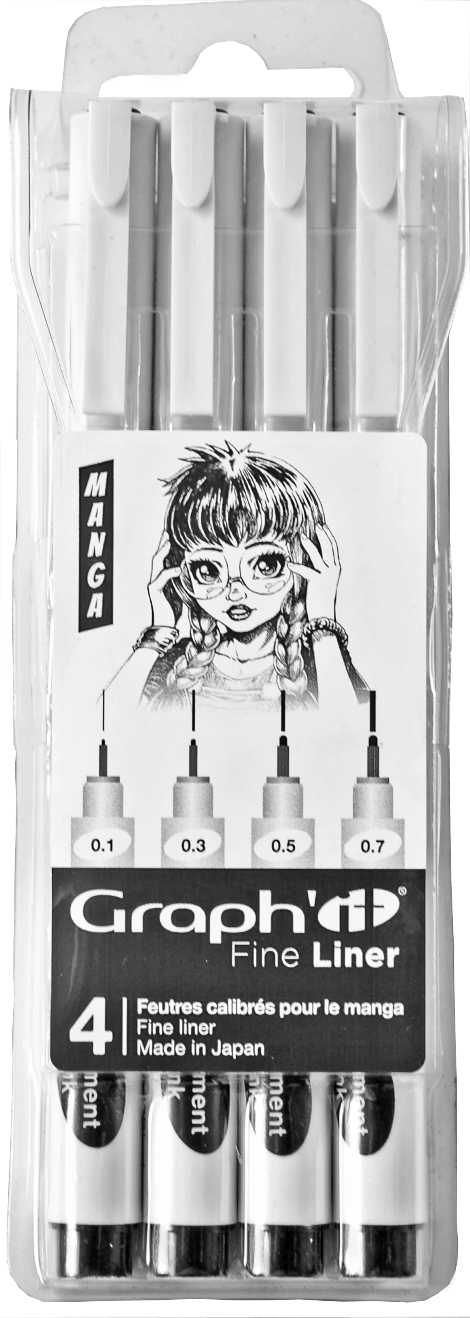 GRAPH'IT POCHETTE DE 4 FINE LINERS MANGA (0.1 0.3 0.5 0.7)
