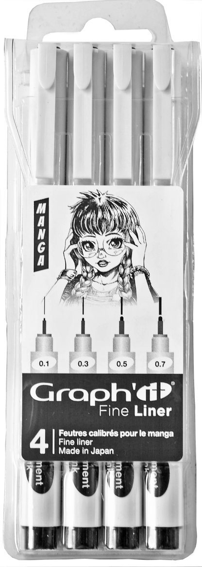 GRAPH'IT POCHETTE DE 4 FINE LINERS MANGA (0.1 0.3 0.5 0.7)