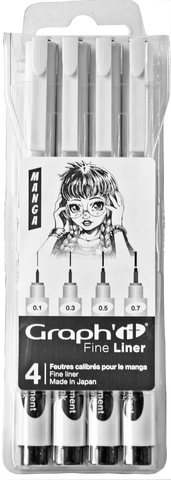 GRAPH'IT POCHETTE DE 4 FINE LINERS MANGA (0.1 0.3 0.5 0.7)
