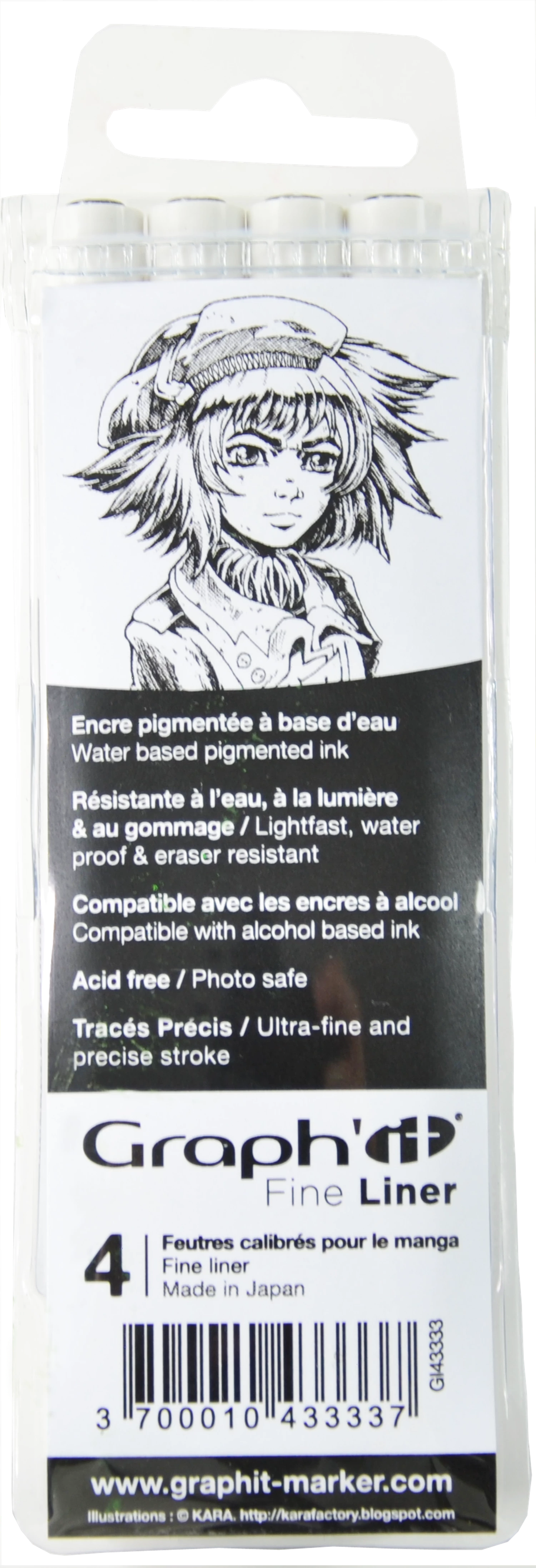 GRAPH'IT POCHETTE DE 4 FINE LINERS MANGA (0.1 0.3 0.5 0.7)