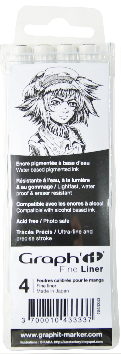 GRAPH'IT POCHETTE DE 4 FINE LINERS MANGA (0.1 0.3 0.5 0.7)