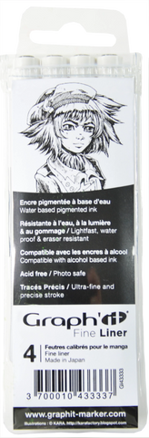 GRAPH'IT POCHETTE DE 4 FINE LINERS MANGA (0.1 0.3 0.5 0.7)