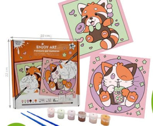 ENJOY ART PEINTURE PAR NUMEROS 20X20CM JUNIOR KAWAII CHAT PA