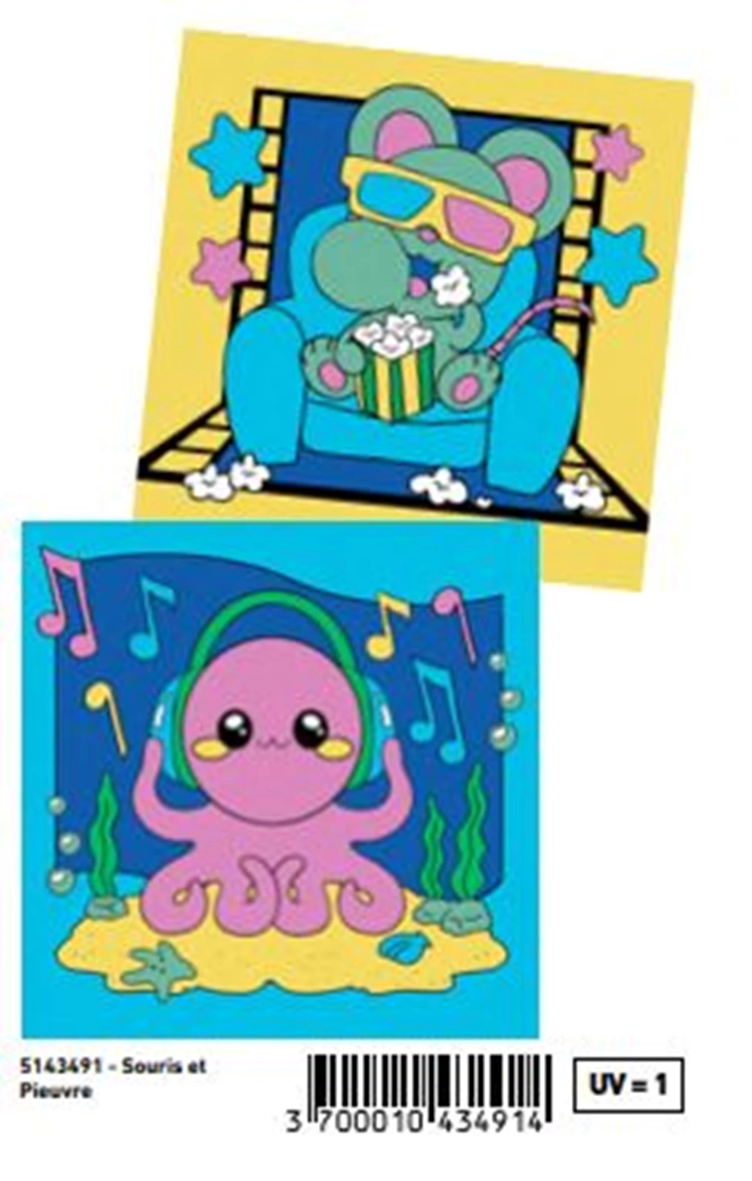 ENJOY ART PEINTURE PAR NUMEROS 20X20CM JUNIOR KAWAII SOURIS