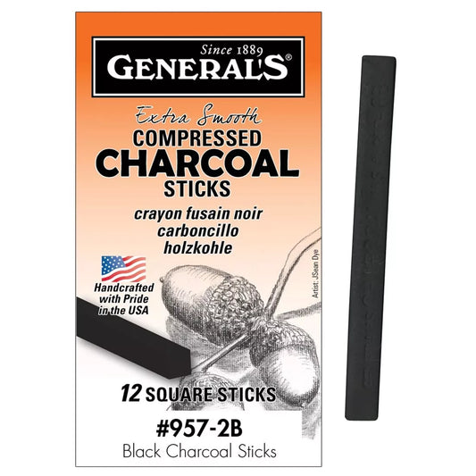 FUSAIN EN BATONNETS CARRE, 2B (76MMX6MMX6MM)