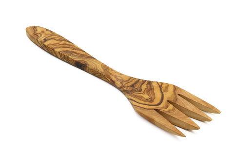 Дерев'яна олива широка плоска вилка, велика вилка для подачі, вилка для барбекю