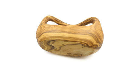 Olijfenhouten fruitmand met handvat