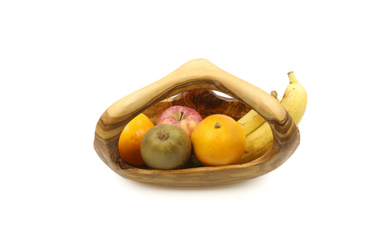 Olivenholz Obstkorb mit Griff