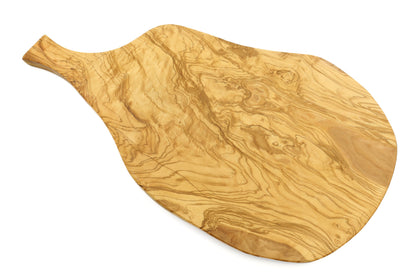 Onregelmatige olijfhouten snijplank met handvat, vorm van runderdij