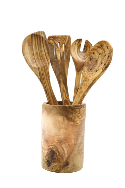 Conjunto de utensílios de cozinha em madeira de oliveira