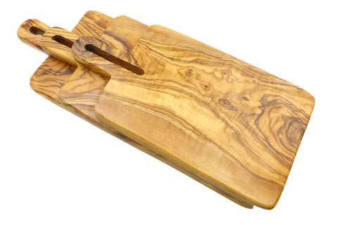 Tablero de presentación de alimentos de madera de olivo elegante