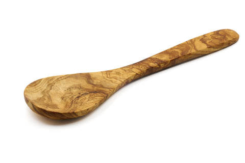 Cuchara ancha de servir de madera de olivo, servidor de arroz y papas de madera de olivo
