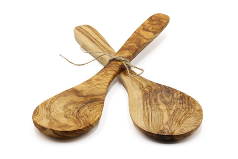 Cuchara ancha de servir de madera de olivo, servidor de arroz y papas de madera de olivo