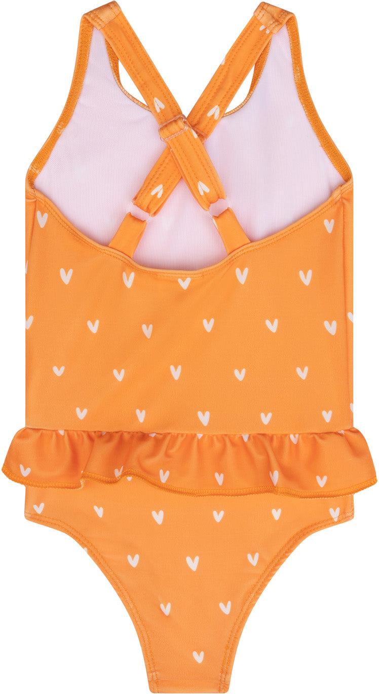 Swim Essentials | Badeanzug Mädchen 74/80 | Orange Hearts