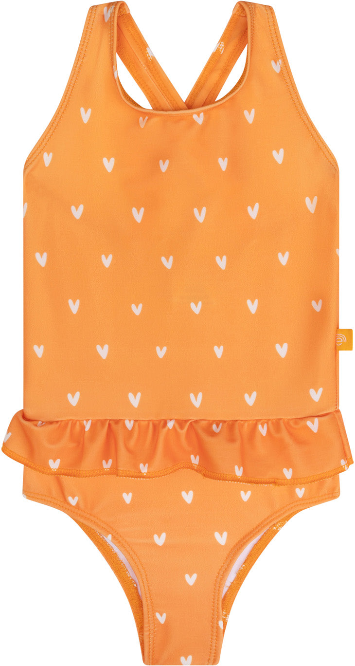 Swim Essentials | Badeanzug Mädchen 86/92 | Orange Hearts