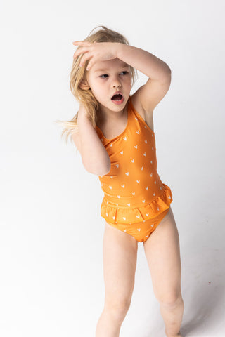 Swim Essentials | Badeanzug Mädchen 86/92 | Orange Hearts