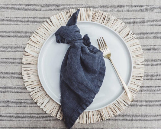 soñho Rustico Stoffservietten 2er Set 40 x 40 dunkelblau