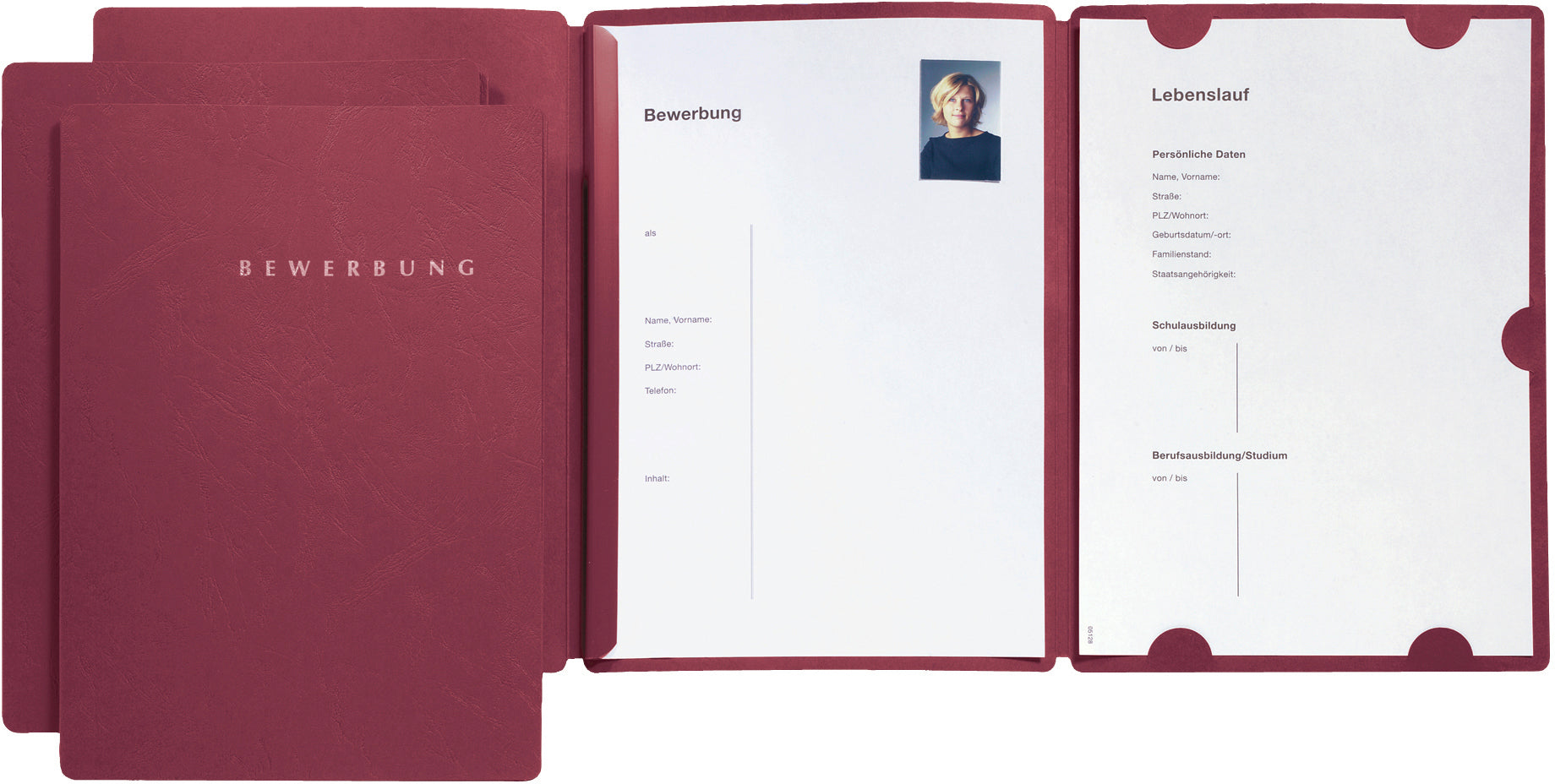 PAGNA Bewerbungsmappe Select 22016-01 rot 3-teilig 3 Stück