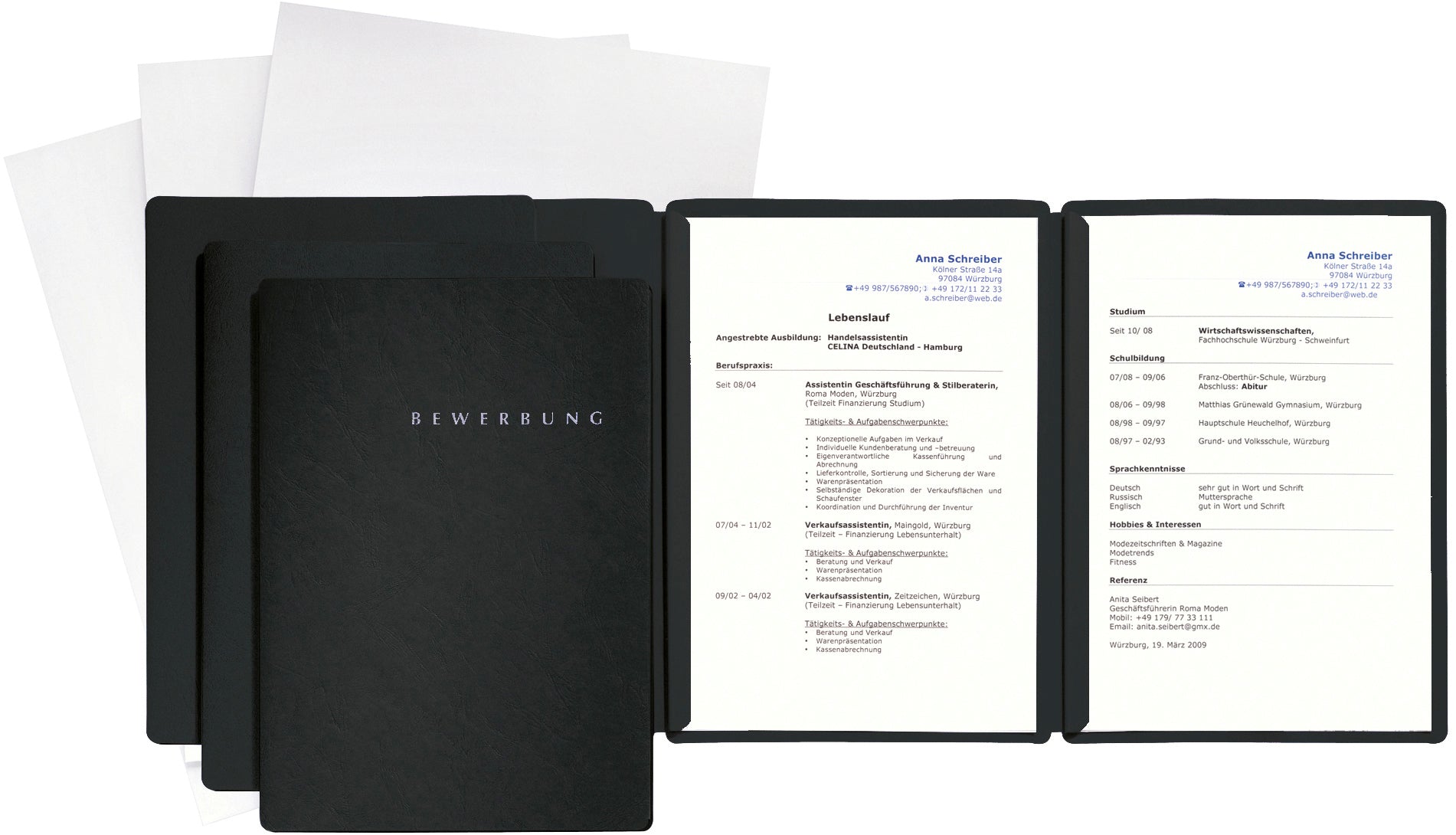 PAGNA Bewerbungsset Special A4 22028-04 schwarz 3-teilig 3 Stück