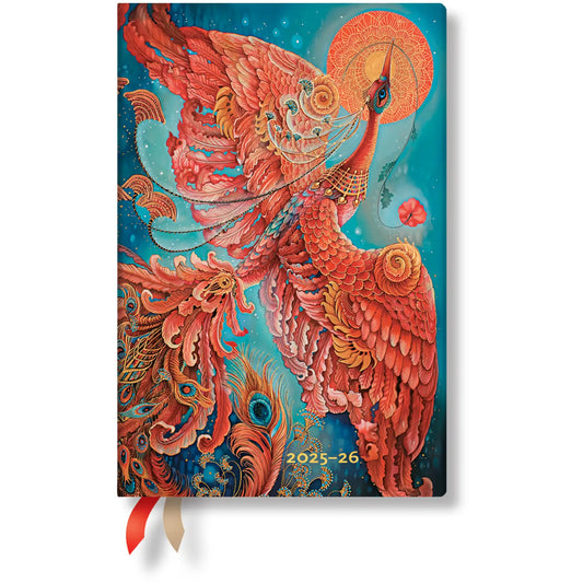 PAPERBLANKS Agenda Feuervogel Mini 25/26 DD0528-6 1W/2S 18M DE HOR HC 9.5x14cm