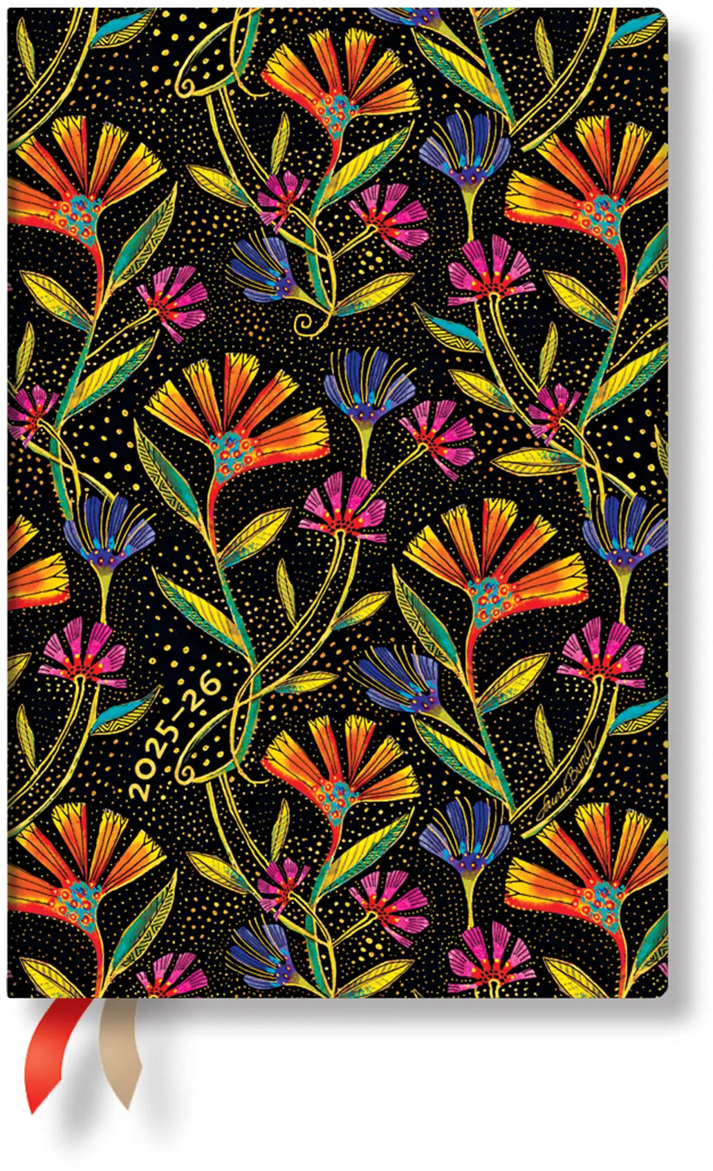 PAPERBLANKS Agenda Wildblumen Mini 25/26 DD0532-3 1W/2S 18M DE HOR HC 9.5x14cm