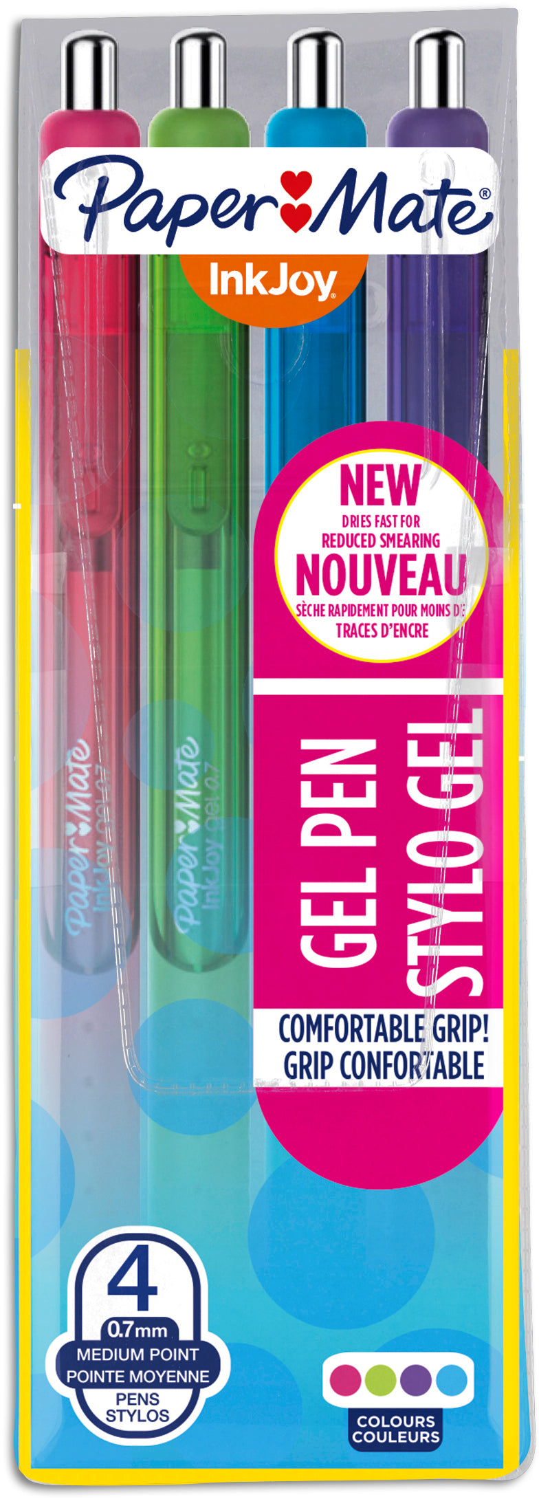 PAPERMATE InkJoy Gel M/0,7mm 1978321 magenta,violett,h'grün,h'blau