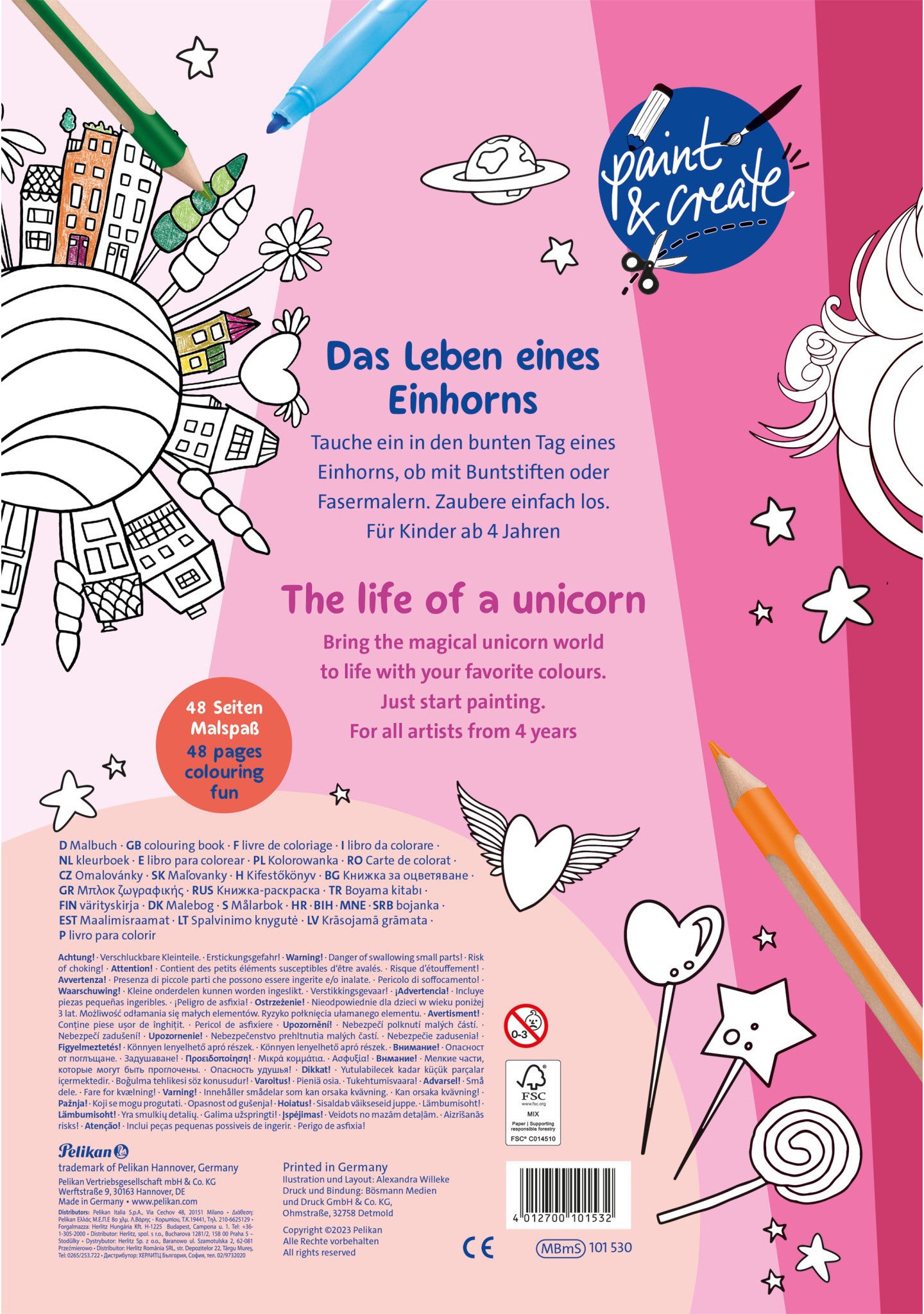 PELIKAN Malbuch mit Stickern 101530 A4 100g/m2