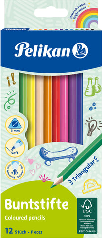 PELIKAN Buntstifte dünn dreikant 700115 12 Farben