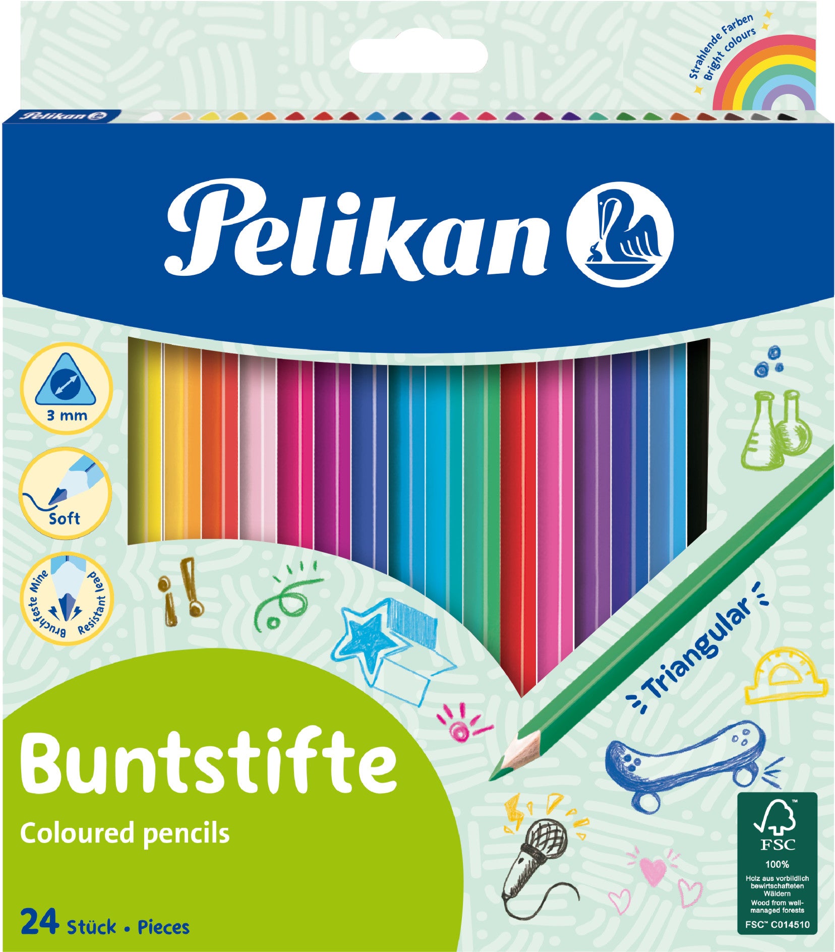 PELIKAN Buntstifte dünn dreikant 700122 24 Farben
