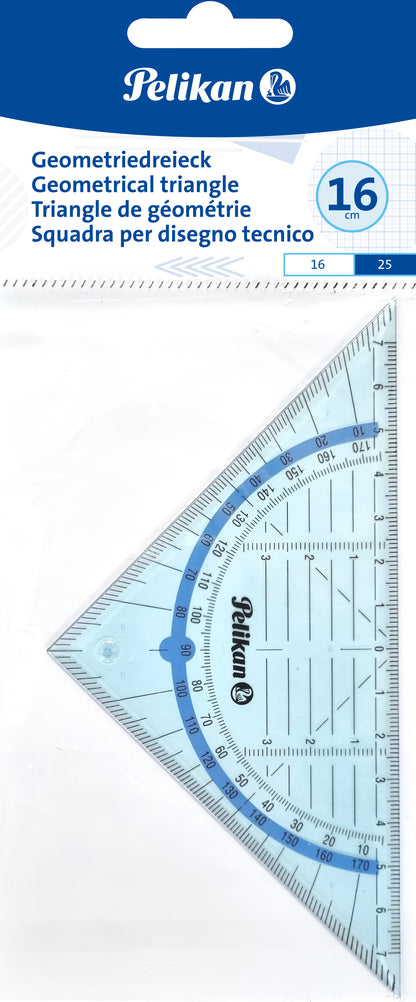 PELIKAN Geodreieck 16cm 700504 transparent blau