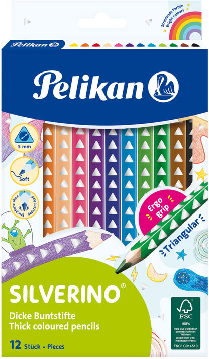 PELIKAN Buntstifte dick Silverino 700627 12 Farben