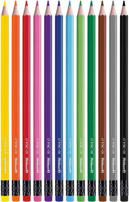 PELIKAN Buntstifte mit Radierer 700689 12 Farben