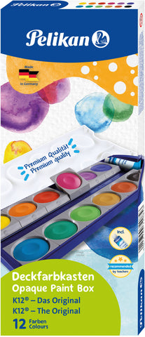 PELIKAN Deckfarben 735K/12 12 Farben Deckweiss