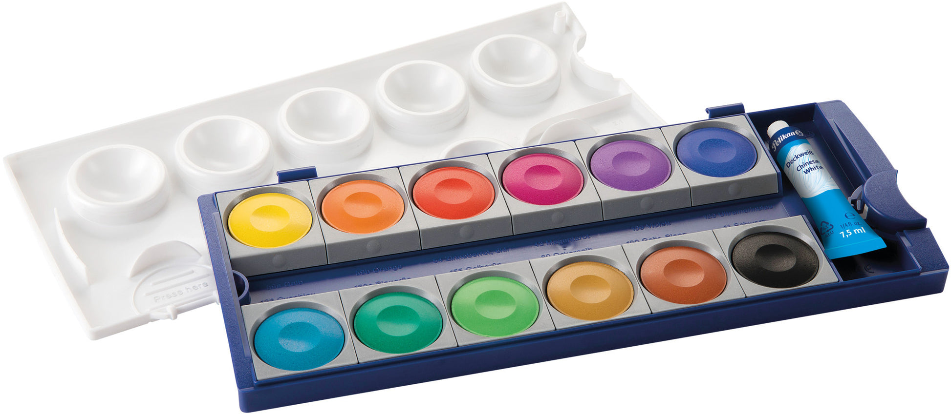 PELIKAN Deckfarben 735K/12 12 Farben Deckweiss