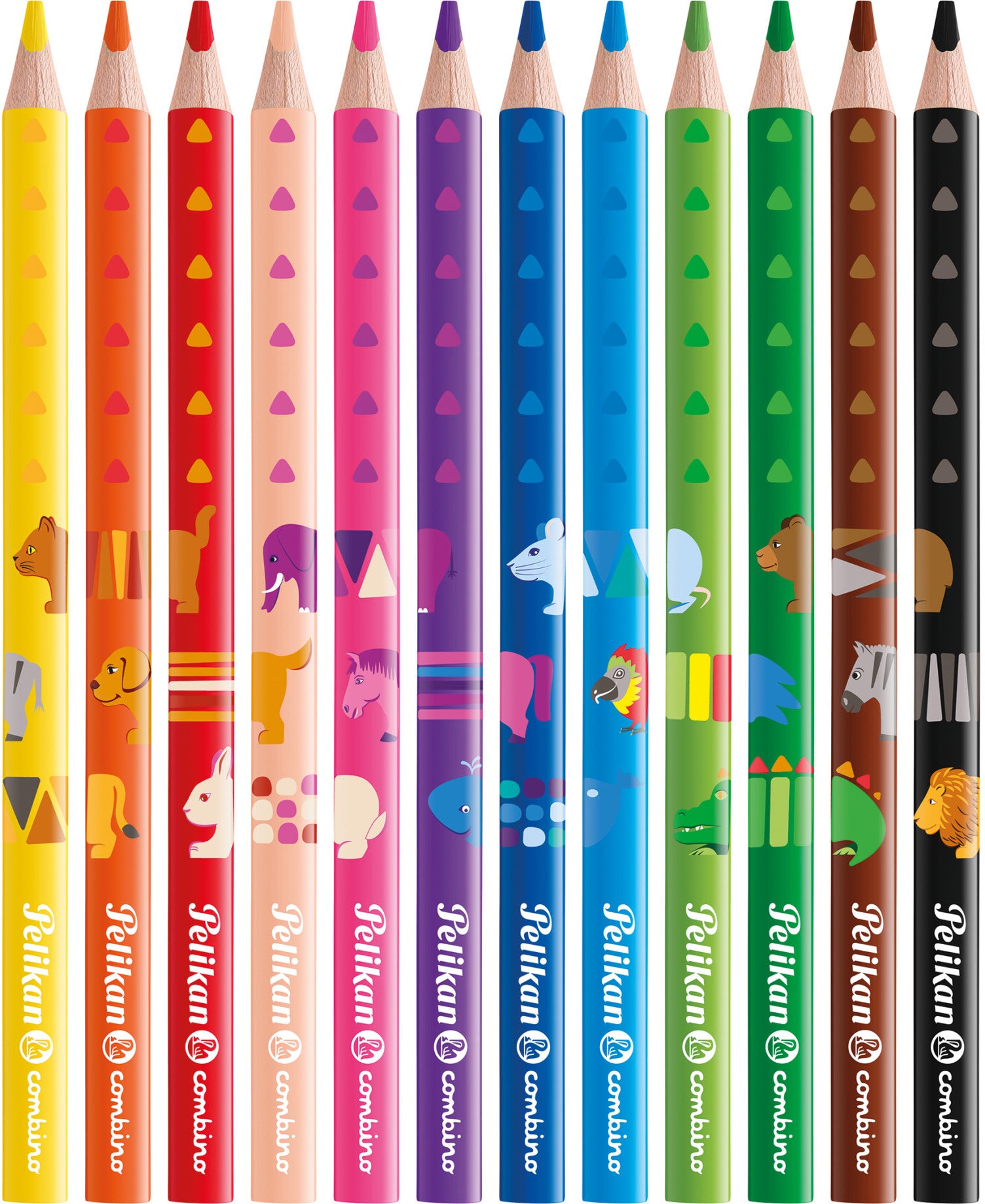 PELIKAN Buntstifte Combino 811194 12 Farben Tier-Motive