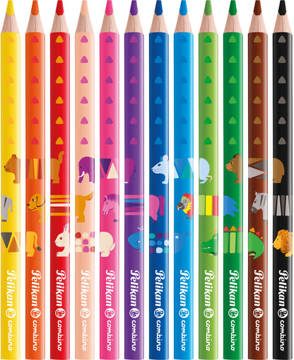 PELIKAN Buntstifte Combino 811194 12 Farben Tier-Motive