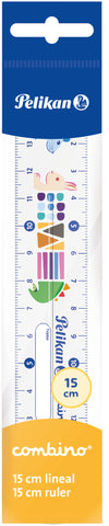 PELIKAN Lineal Combino 15cm 811224 weiss Tier-Motive