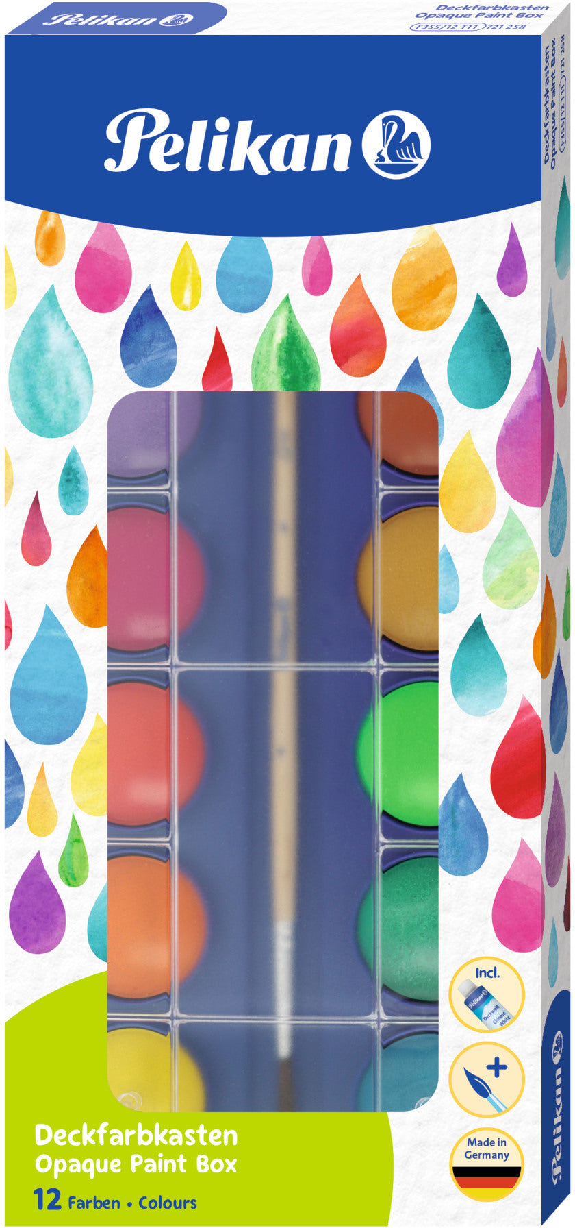 PELIKAN Deckfarbkasten F355 F355 12 Farben, 1 weiss