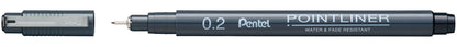 PENTEL Fineliner Pigment 0.2 mm S20P-2A POINTLINER, schwarz