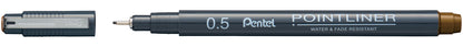 PENTEL Fineliner Pigment 0.5 mm S20P-5SP POINTLINER, sepia