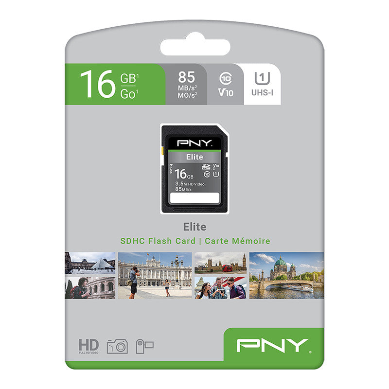 PNY Elite SDHC Card R100MB/s 16GB P-SD16GU1100EL-GE