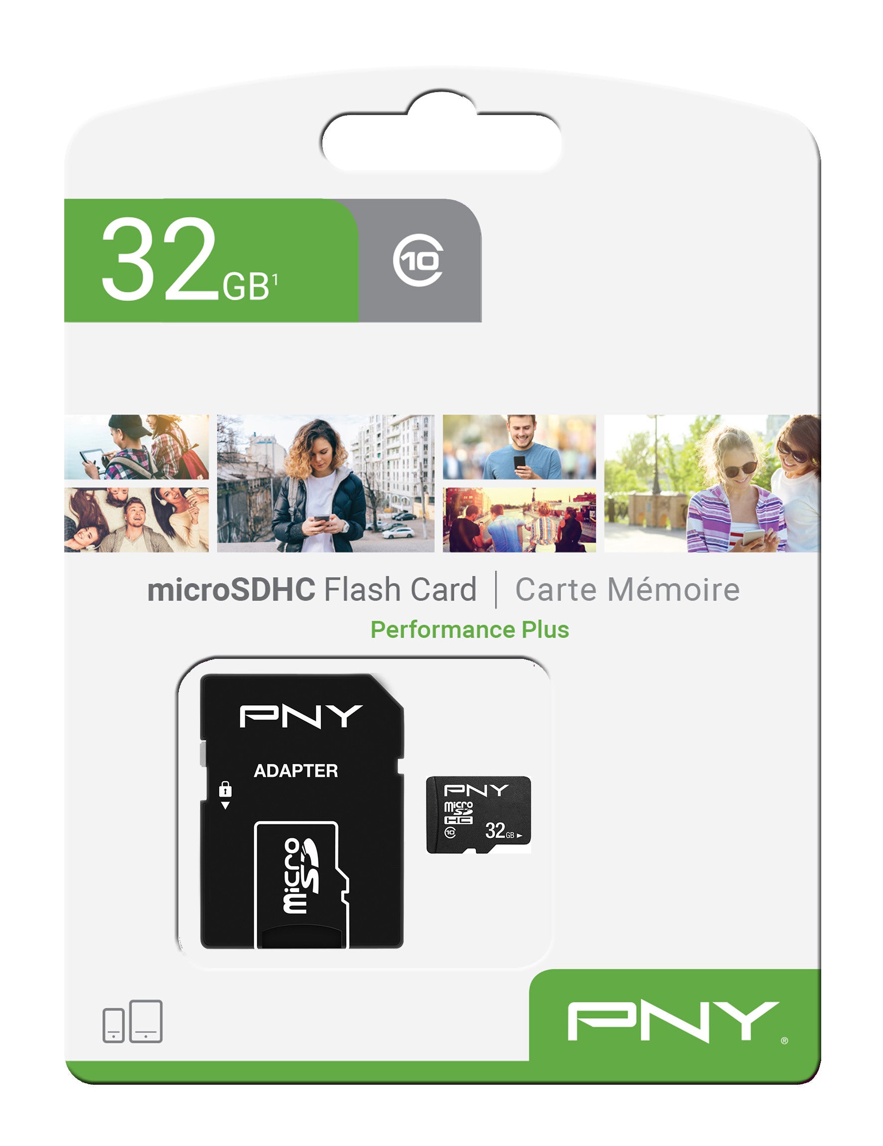 PNY Performance Plus 32GB P-SDU32G10PPL-GE MicroSD HC Card Cl.10